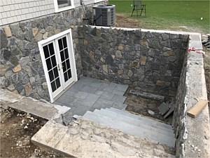 real stone new england thinstone basement entry bluestone landing squares and recs